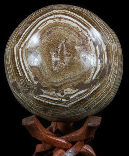 Polished, Banded Aragonite Sphere - Morocco #56988